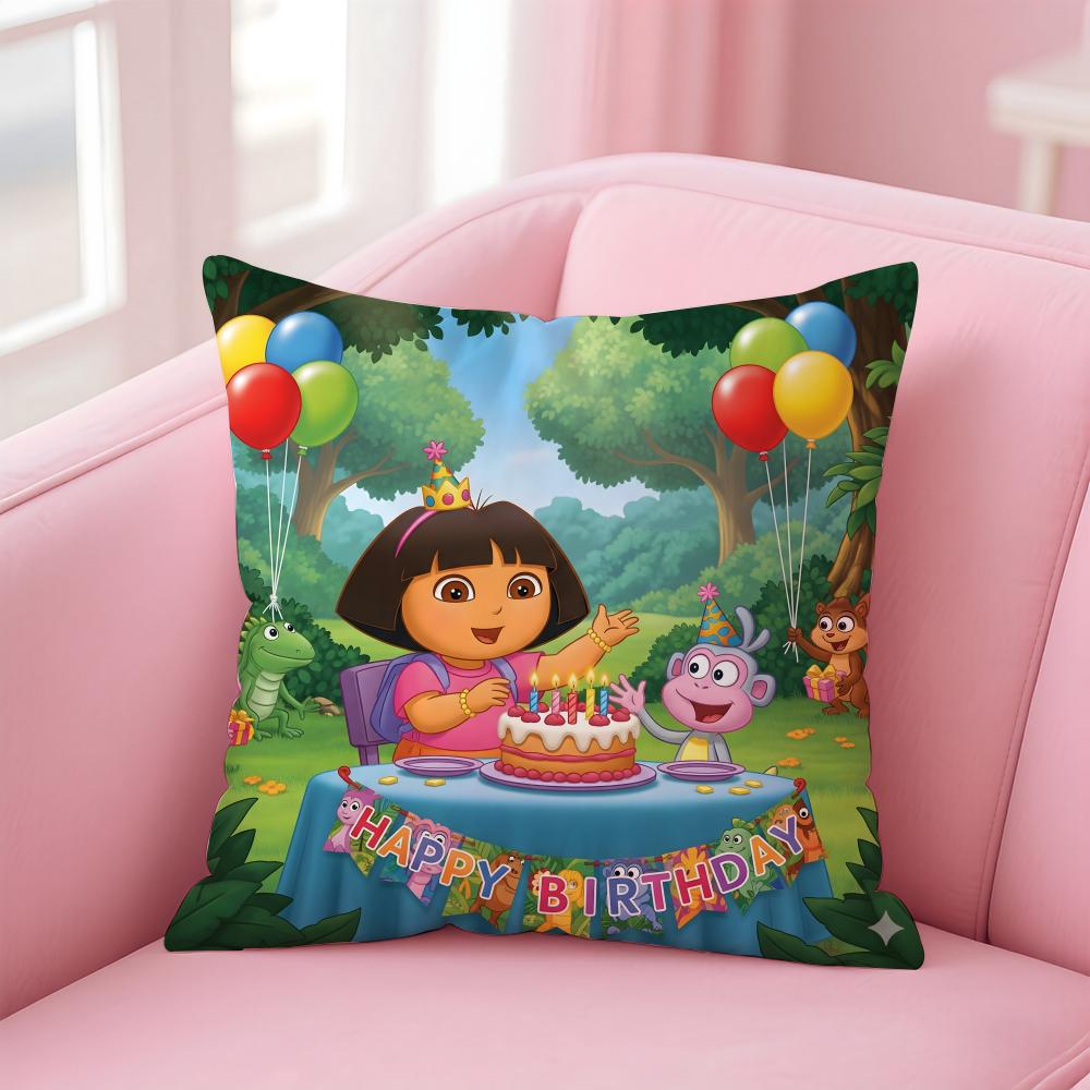 Anime Cute D-Dora the E-Explorer Cushion Cover Comfortable Reversible Pillow Cover Ideal for Car Sofa Bedroom & Beyond