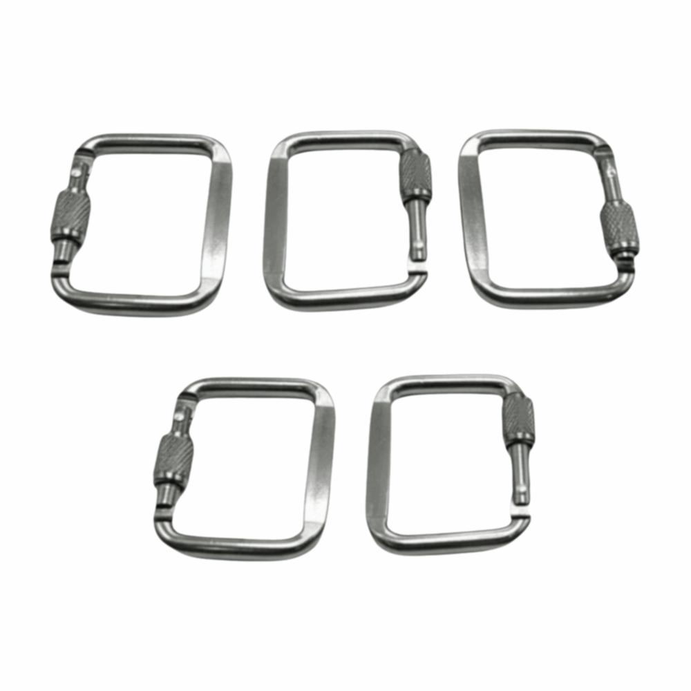 5pcs Square Carabiner Durable Keychain Buckle Accessories Snap Hook Clip  Hiking