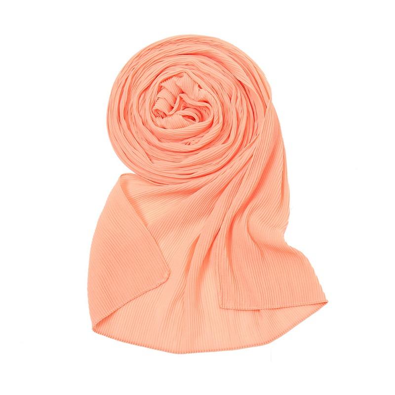 Pearl chiffon pleated monochrome scarf female solid color toothpick crushed headscarf toothpick pleated