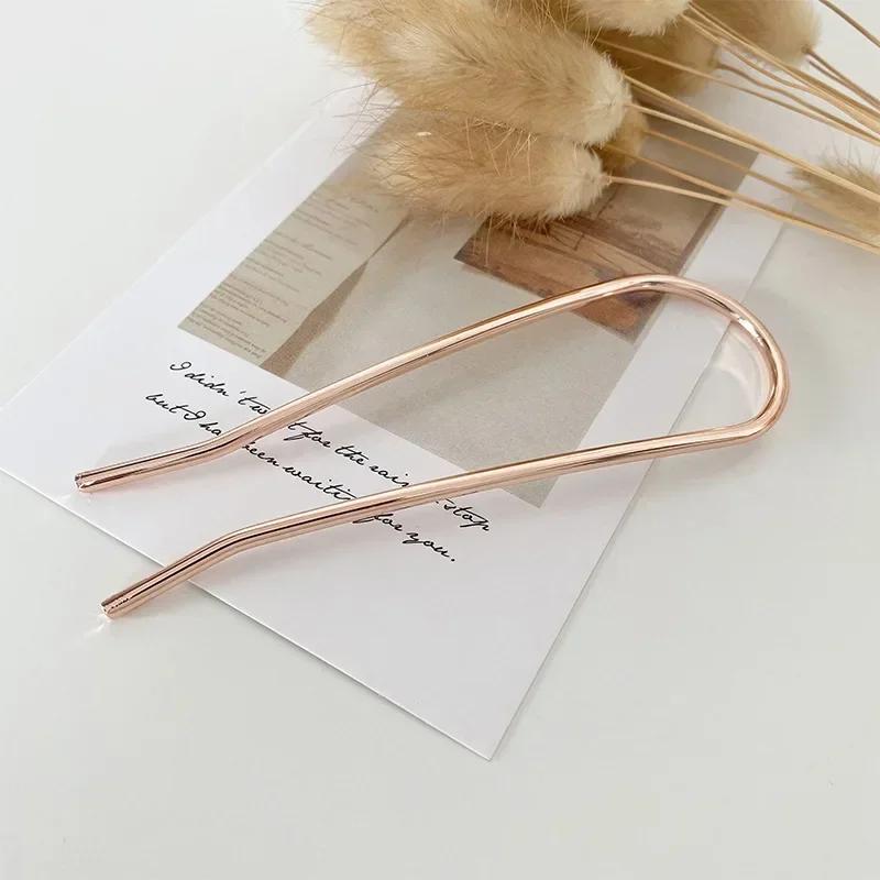 

U-Shaped Small Hairpin Minimalist Hair Fork Alloy Hair Stick Trendy Hair Clip Hair Accessory розового золота