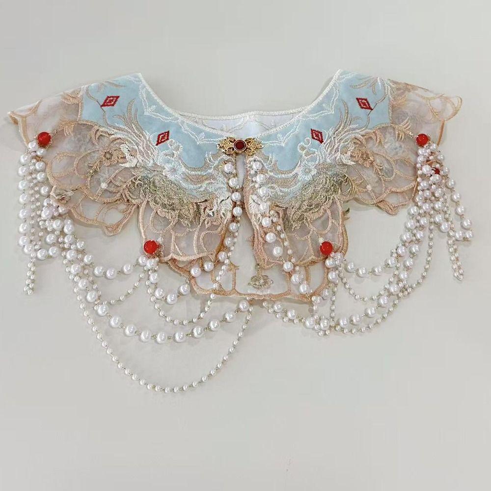 Chinese Style Embroidered Shawl Embroidery Design Detachable False Collar  Hanfu Accessories