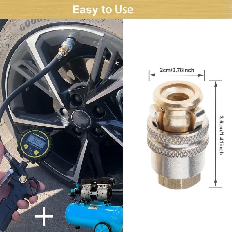  Locking Tire Inflator Chuck Brass Tire Air Chuck for Secure & Efficient Inflation for Various Pumps Interfaces