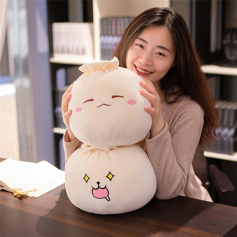 Creative Chinese Bun Shape Plush Toys Stuffed Soft Dumplings Pillow Kawaii Cushion Simulation Food Doll Gift for Kids Home Decor