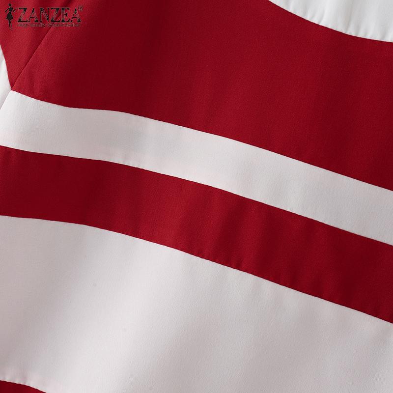 ZANZEA Women Casual O-neck Short Sleeve Summer Patchwork Dress