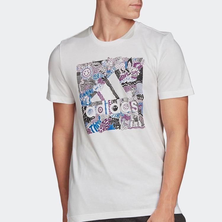 Adidas Sporty Logo Crew Neck T-Shirt Men Tops White FN1752