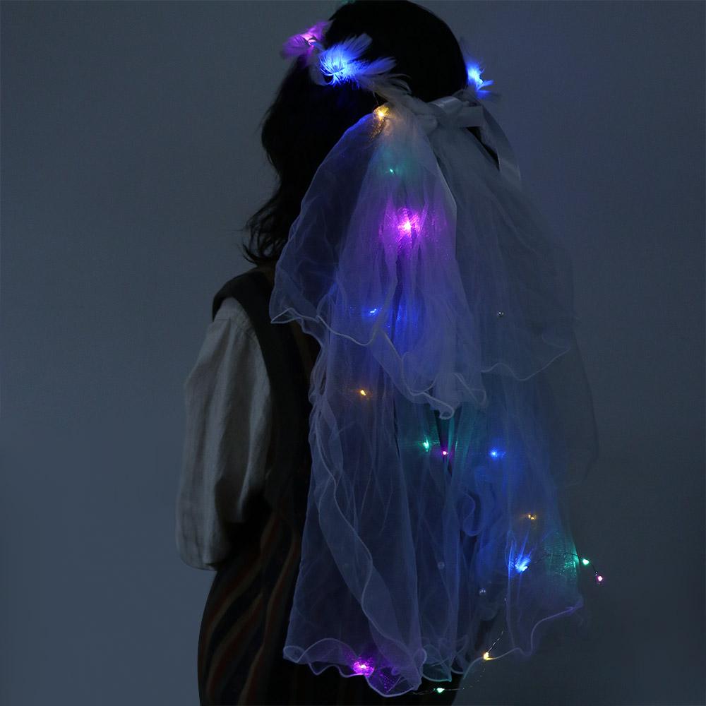 Bridesmaid White Veil Headbands Korean Bride Headwear LED Light Bride Veil Women Wedding Veil