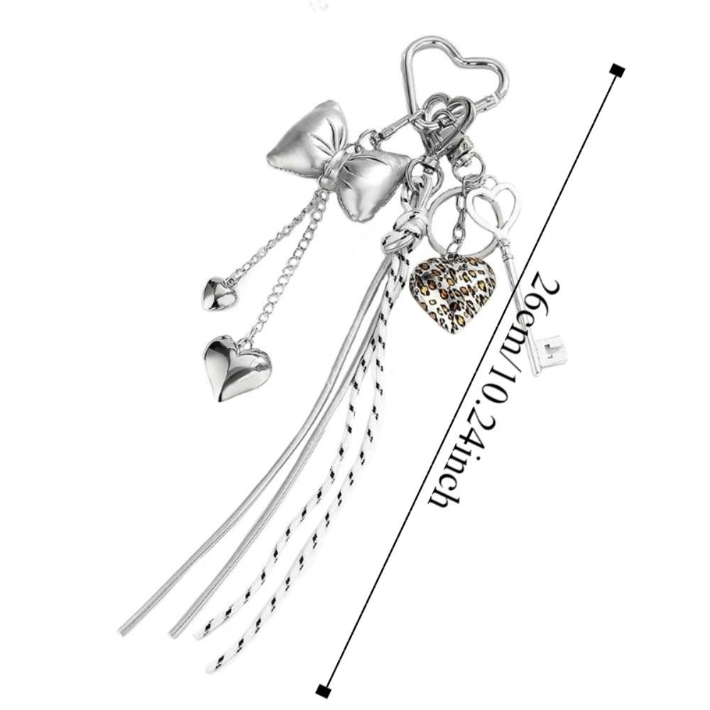 Hand-Woven Heart-shaped Mobile Pendant PU Single Button Tassel Keychain  Birthday Parties