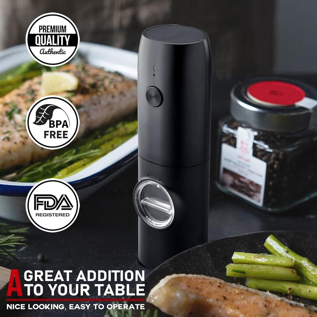 Rechargeable Electric Salt And Pepper Grinder Set with Charging Base Stainless Steel Automatic Salt Pepper Grinder Spice Mill