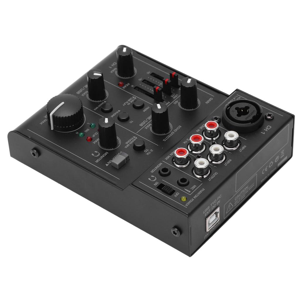 Compact Metal Digital Mixer Live Recording Audio Mixer Controller with Effects USB Power Supply