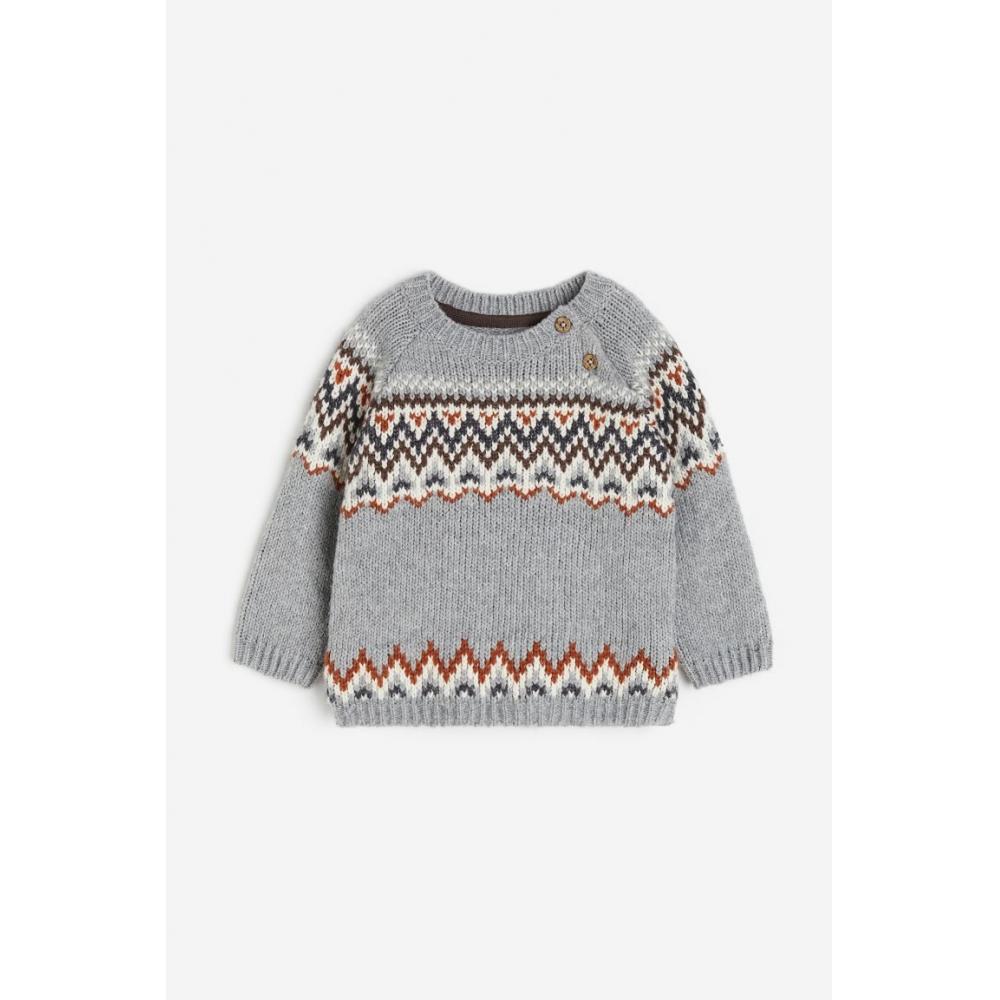 

Свитер жаккардовой вязки HM серого цвета с узором