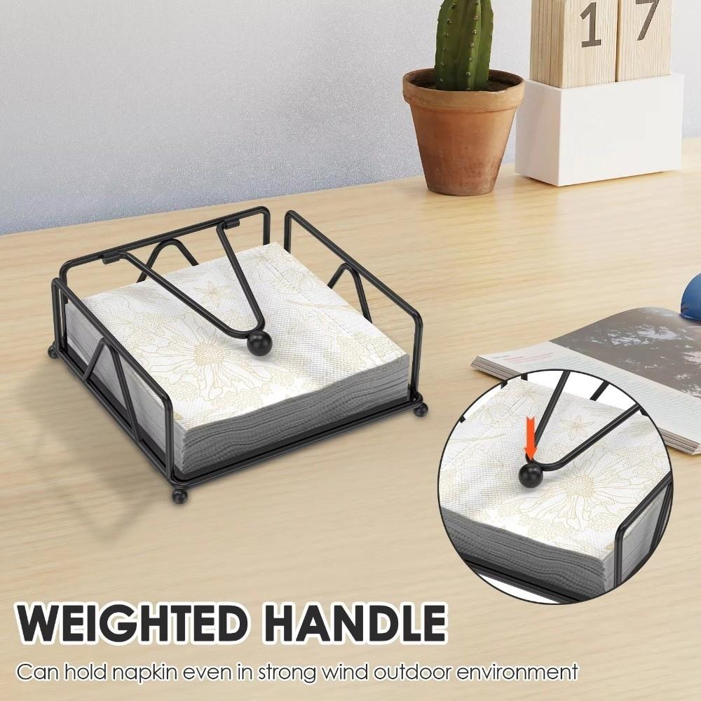 Weighted Arm Napkin Holder Square Design Flat Napkin Dispenser Paper Napkin Organizer  Home Kitchen
