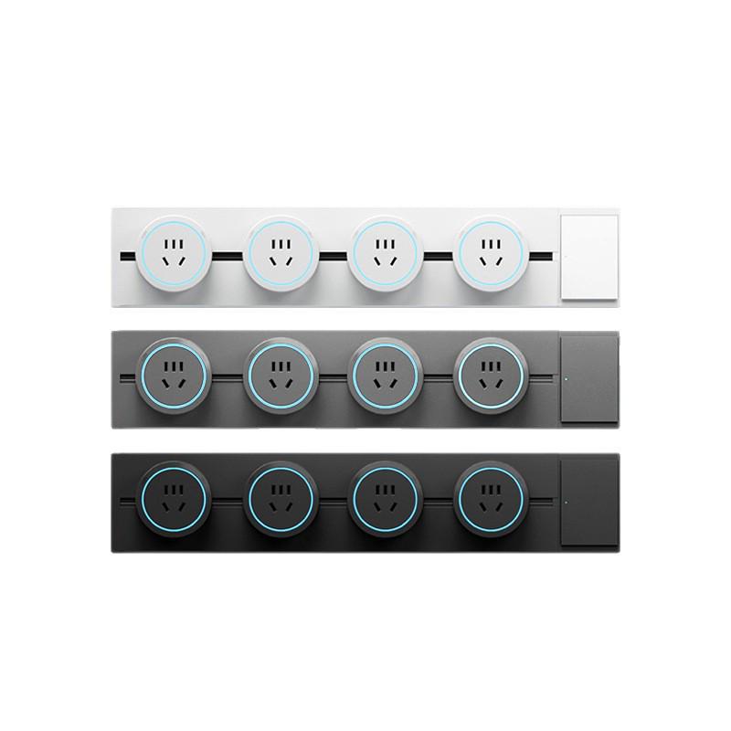 Surface-Mounted Anti-Shock Adjustable Power Strip with Switch Track for Kitchens