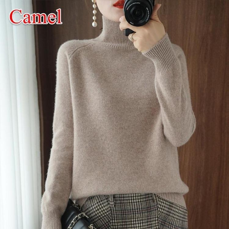 Womens Pure Cashmere Wool High Neck Knit Sweater Pullover Autumn Winter Ladies Turtleneck Pull Femme Warm Soft Casual