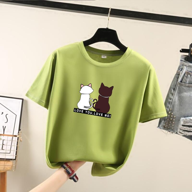 Cartoon Short Sleeve T-shirt Female Summer Student Crew Neck Printed Top Fashion Plus Size Women's Wear