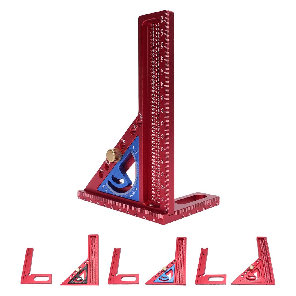 Multi Angle Measuring Ruler 0-180° Adjustable Aluminum Alloy Anodized Finish Measuring Miter Triangle Ruler for Woodworking