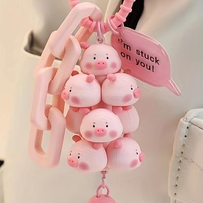 1 szt. Uroczy breloczek do kluczy z świnką, kreskówkowy wzór lalki, kreatywny plastikowy breloczek na plecaki i do samochodu, uroczy dodatek dla miłośników zwierząt