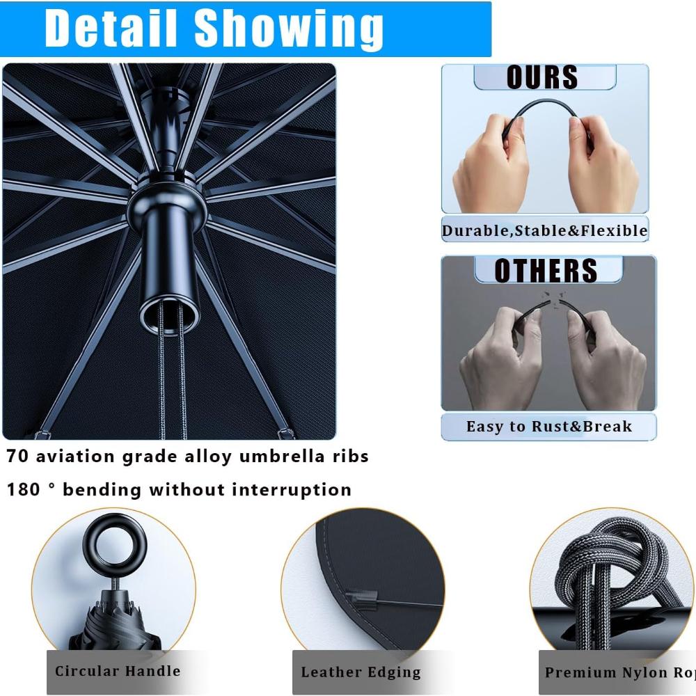Upgraded Car Windshield with Drawstring Sunshade with Drawstring Sunshade, Foldable Car Sunshade with Six Sizes To Choose From