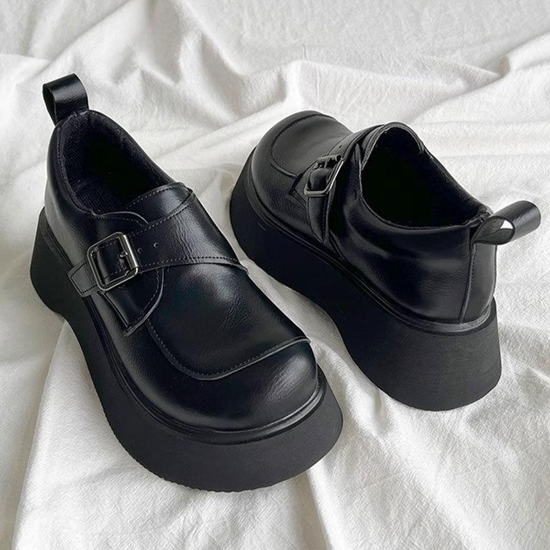 British College Style Small Leather Shoes JK Uniform Single Shoes Women's Spring New Muffin Thick Sole Increased