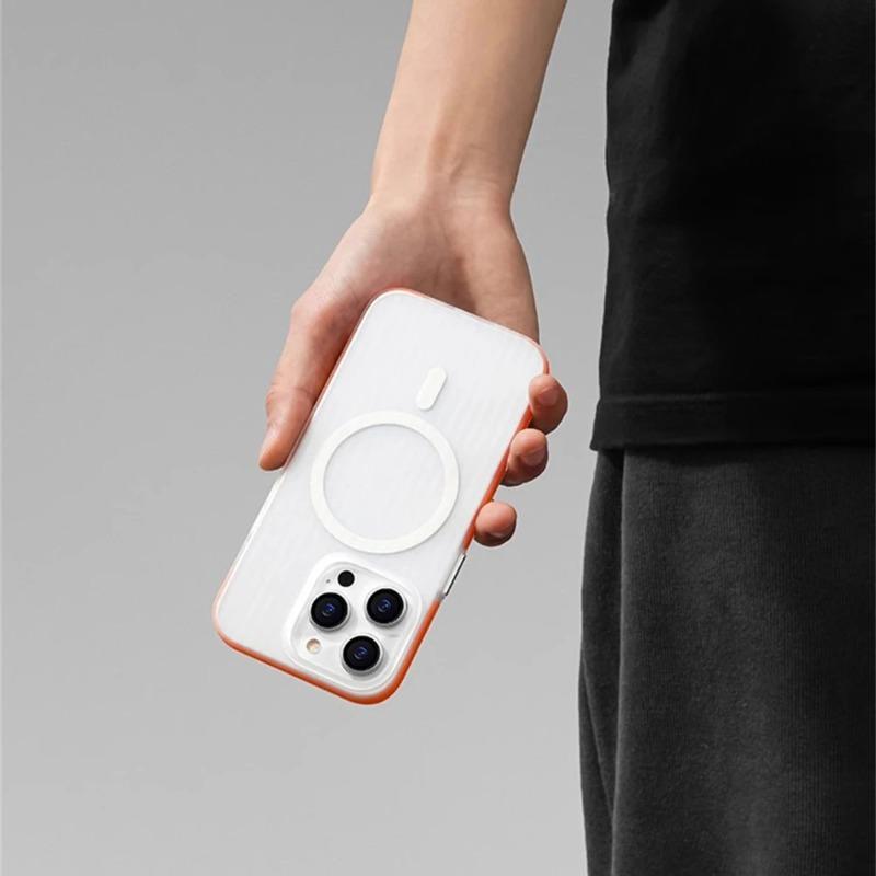 Corrugated Pattern Non-slip Hard PC Magnetic Case For For Iphone 17 Pro Max 16 1 14 13 12 For  Wireless Charge Cover
