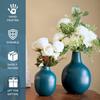Opal Blue Metal Flower Vase for Home Decor| Decoration Item for Living Room Office| Table Decorative Flower Pot for Gifting | (Pack of 2, Opal Blue