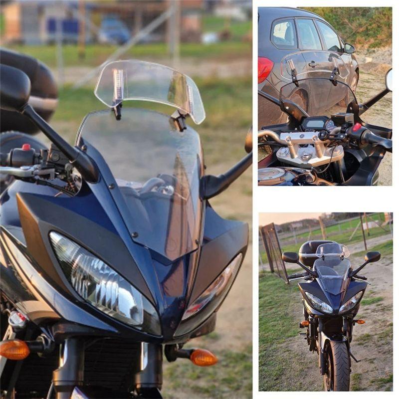 Powerful Motorcycle Windshield Extension Adjustable Spoiler Deflector For BMW KAWASAKI HONDA 36X14cm Grey