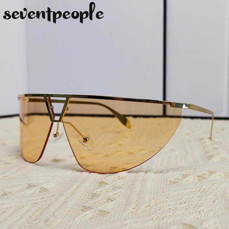 Sports Steampunk Shield Sunglasses Women Men Luxury Brand Design Y2K Punk Goggle Sun Glasses For Male Semi-Rimless Eyewear