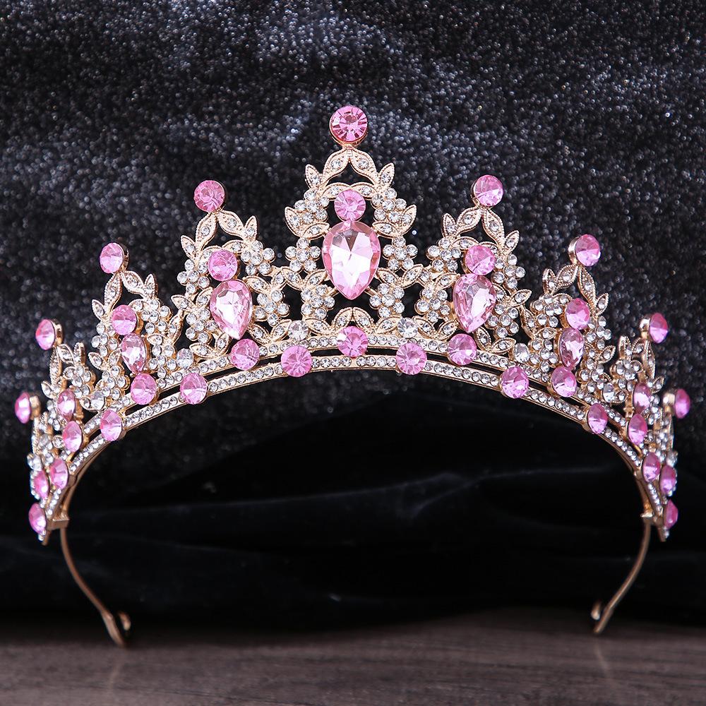 DIEZI Luxury Elegant AB Crystal Crown Hair Accessories Tiara For Women Party Red Purple Rhinestone Bridal Crown New Hair Zircon