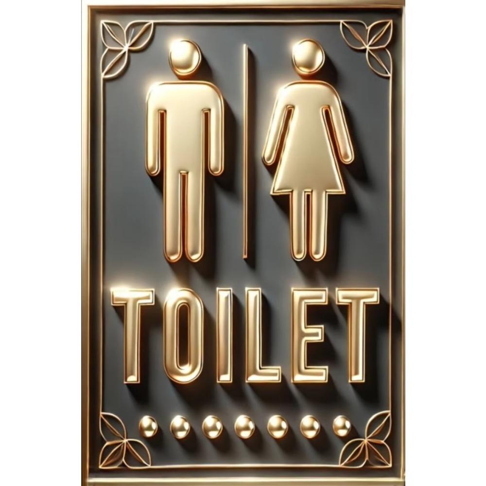 

2D Плоская Жестяная Живопись, Винтажные Металлические Туалетные Знаки, Золотые Указатели Мужского и Женского Туалетов, Водонепроницаемые и Прочные 20x30cm белый