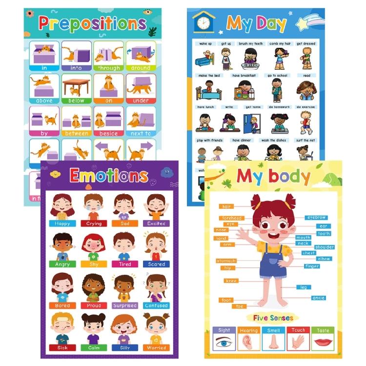 Bildungsbuchstaben Zahlen Farben Formen Poster Bunte Obst Gemüse Tier Lernposter Diagramme für Vorschulkinder