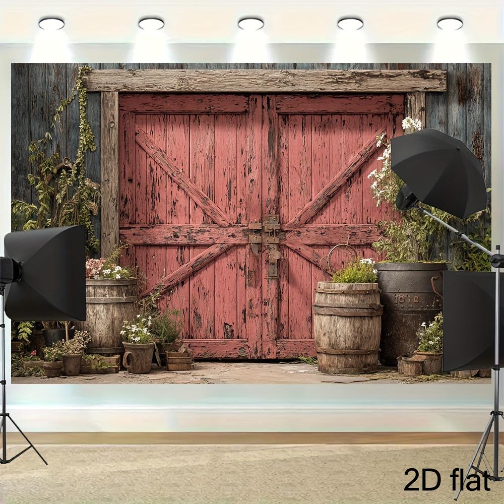 2D plane 1 piece featuring a rural barn door design suitable as a photography prop for rural farmhouse style. 100x150cm