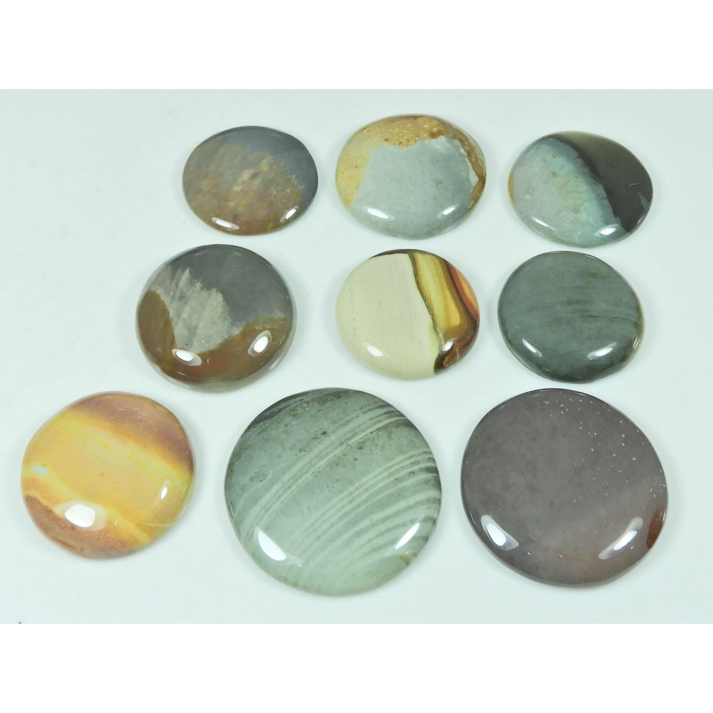 210Cts. Natural Imperial Jasper Round Cabochon Loose Gemstone 09 Pcs Lot C-2956