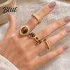 Bezel Setting Ring 4Pcs/Set Finger Set Tiger Eye Stone Comfortable