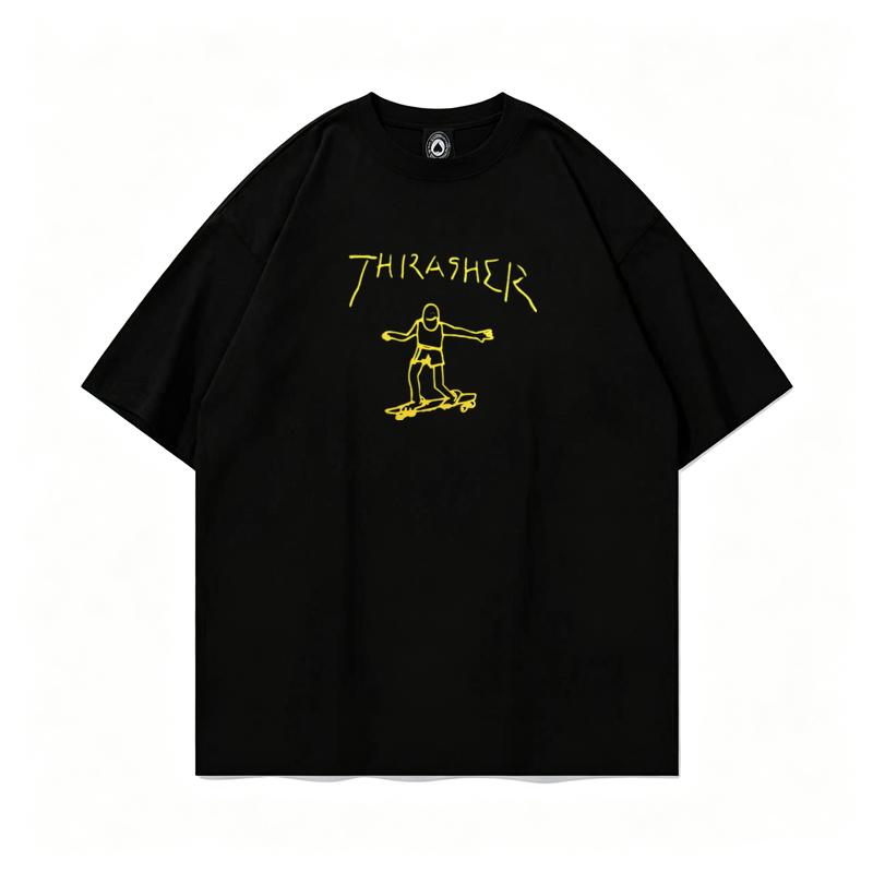 2021 Summer Thrasher Skateboard Magazine Letter Print T-Shirt Men Women Oversized Cotton Short Sleeve Casual Streetwear Tee Top