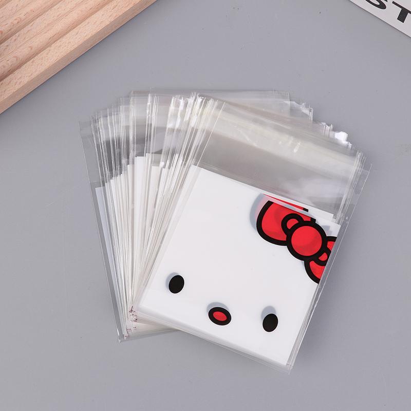 100Pcs Cute Cartoon Printed Opp Clear Packaging Bags Candy Bag Self-Adhesion Storage Bag Diy Gift Pastry Sealable Bag