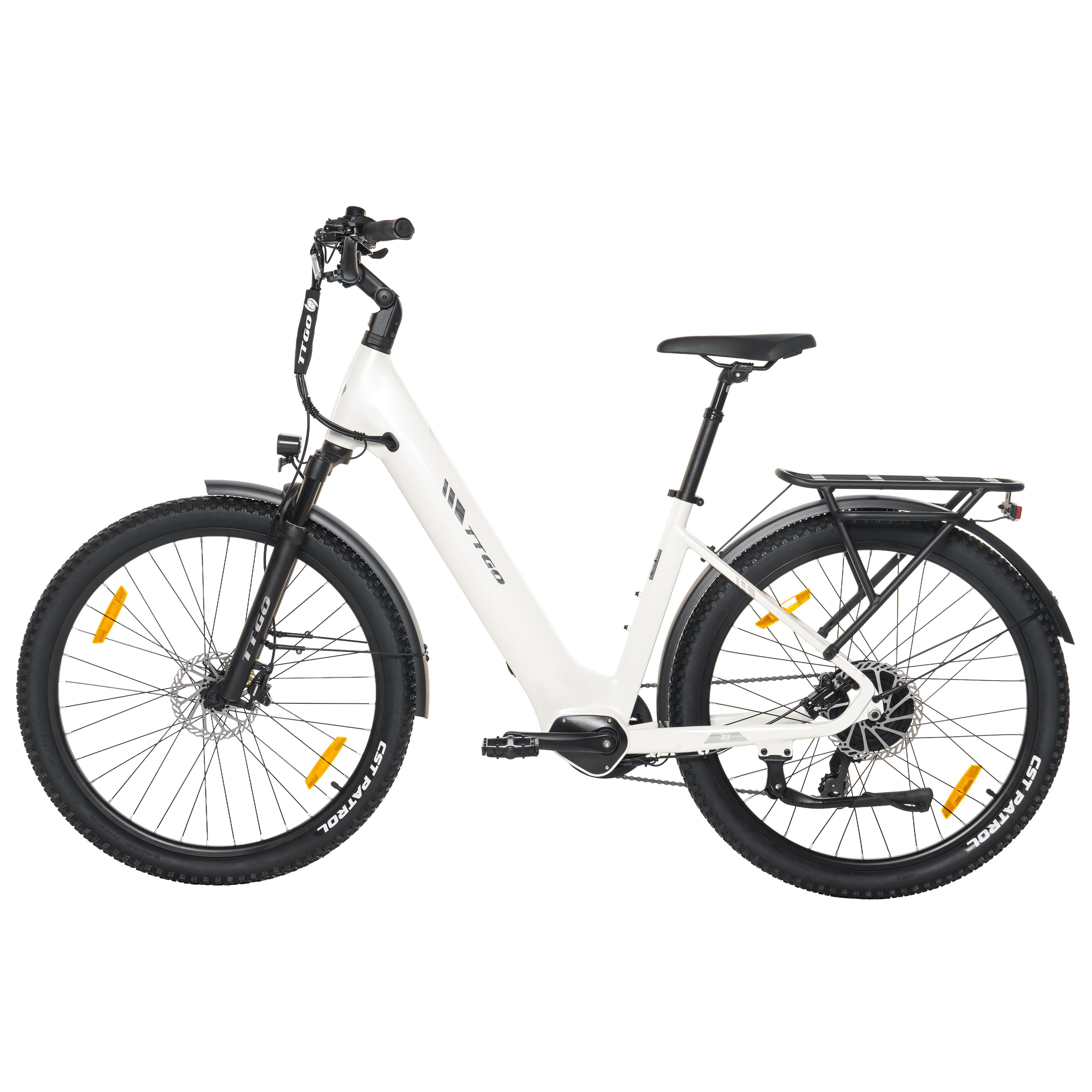 TTGO Z3 Elektrische Fiets 48V / 15Ah Verwijderbare Batterij 25 km/u Snelheid 120 km Actieradius 125 kg Maximale Laadcapaciteit wit