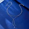 Bohemia Silver Color Ball Chain Necklaces for Women Simple Metal Y-Shaped Beaded Long Tassel Pendant Necklace Jewelry