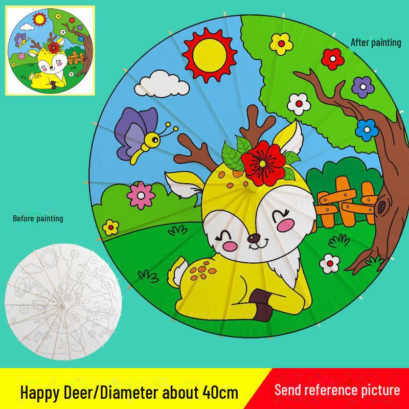 DIY Handbemaltes Weißes Ölpapier Schirm-Set für Kinder - Bastelprojekt im antiken Stil für den Kindergarten