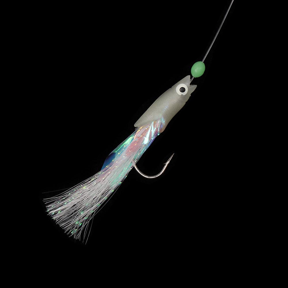 Tackle Soft Silicone head  Portable String hook Tied up Glow fish lure Soft bait  long tail