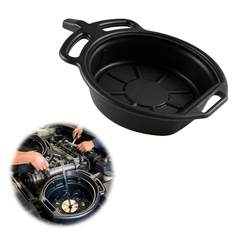 Large Coolant Drain Pans Chemical Resistant Design Plastic Anti Splash Oil Pans Anti Splash Baffles Large Spout for Easy Pouring