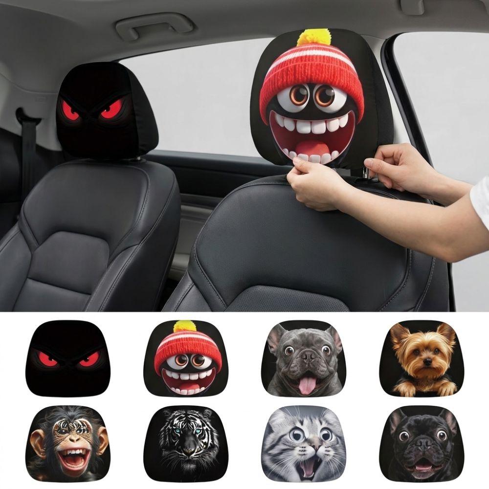 2Pcs Elastic Car Headrest Covers Dust-proof Automobile Pillowcase Auto Headrest Sleeve Dog Lovers