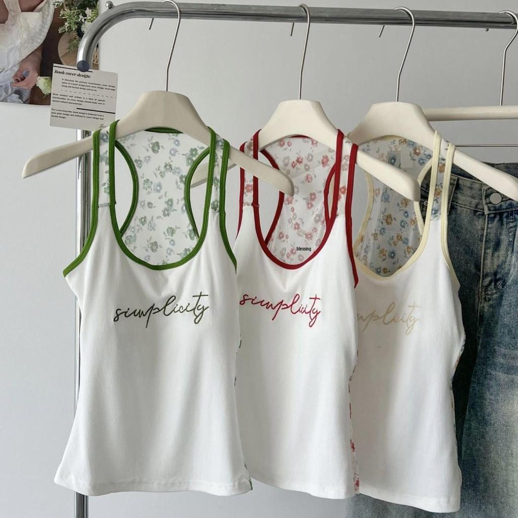 Damen American Spicy Girl Mesh Tanktop mit Brustpolster - Schlanke Sommerbekleidung