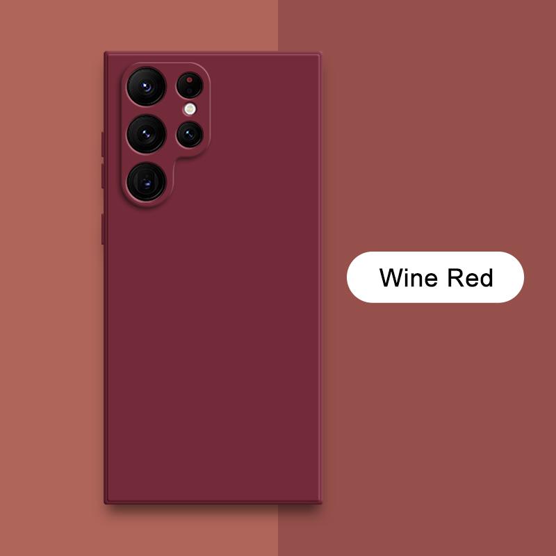 Quadratische Flüssigsilikonhülle für Samsung Galaxy S23 Ultra S22 Plus S21 FE S20 Note 20 10 Schutzhülle aus weichem Stoff für die Telefonrückseite