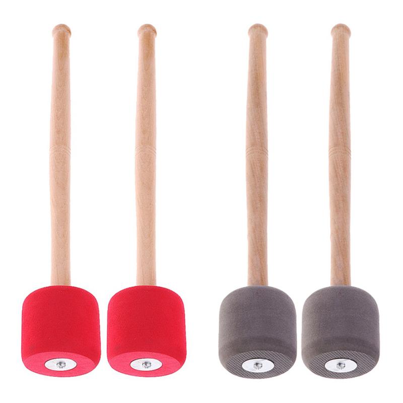Bass Foam Drum Mallets Sticks With Oak Wood Handles Lightweight Snare Hammer Percussion Instrument