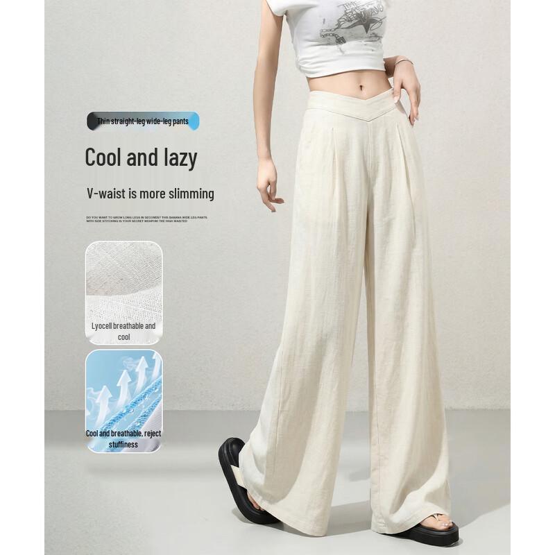 HSTYLE Women s Lyocell Blend Wide-Leg Trousers L