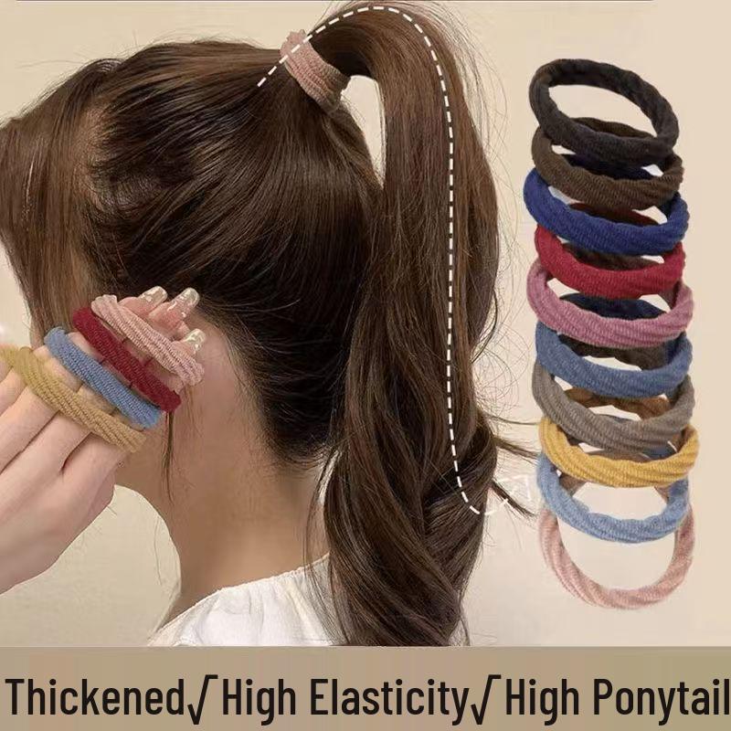 Korean Thickened Seamless Hair Ties: High Elasticity Hair Ropes & Rubber Bands for Women