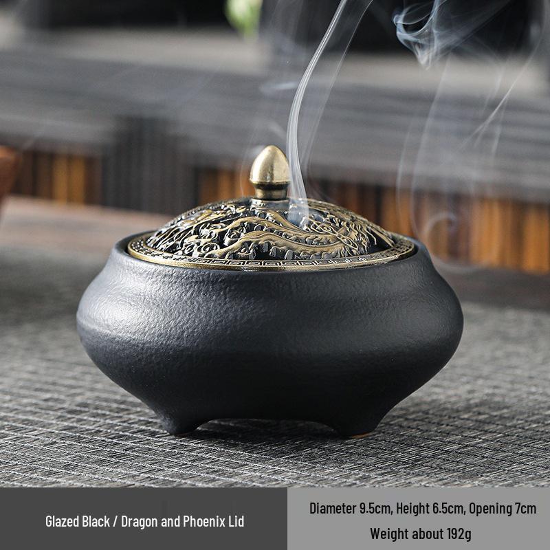 Celadon Ceramic Incense Burner - Antique Style, Small Size, Ice Crack Kiln, Sandalwood Incense Holder.