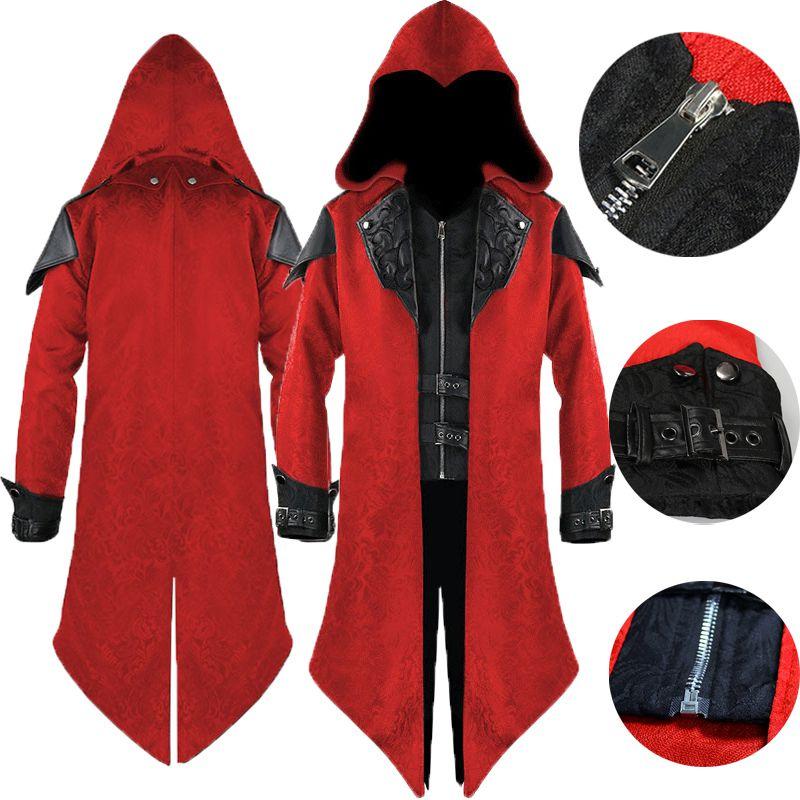 Medieval Retro Halloween Stitching Jacket Long Sleeves Men Costume Cosplay