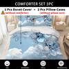 Latacaca 2/3Pcs Blue Crystal Cloud Floral Duvet Cover Set, Wrinkle Fade Resistant Machine Washable Bedding with Pillowcases