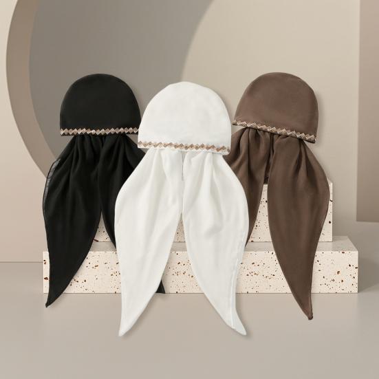 Turbanhut Weicher Atmungsaktiver Elastischer Stoff Strassverzierter Rand Verstellbares Kopftuchhut Outdoor Reise Fotografie Kopfbedeckung