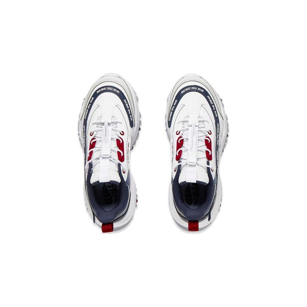 Li Ning Comfortable Versatile Non-Slip Wear-Resistant Low-Top Running Shoes Kids Sneakers White Blue YKCT156-17
